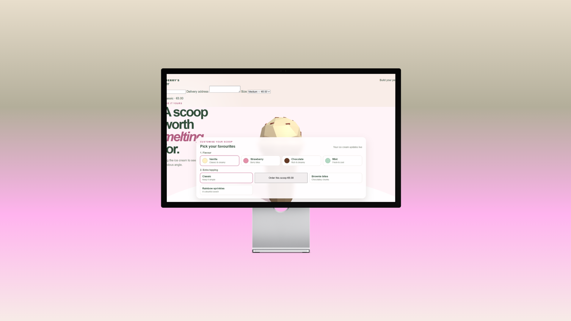 Final result of the Ben and Jerry's 3D customizer